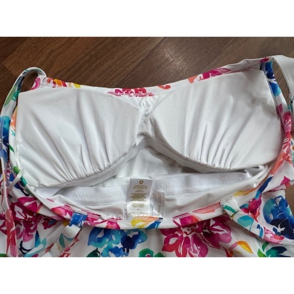 NWT Anne Cole Women's Surplice Maillot Swim Dress‎ Swimsuit Floral Size 10 - Picture 6 of 9